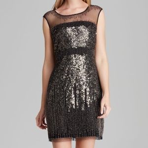 Adrienne Papell Sequin Dress- gold/black